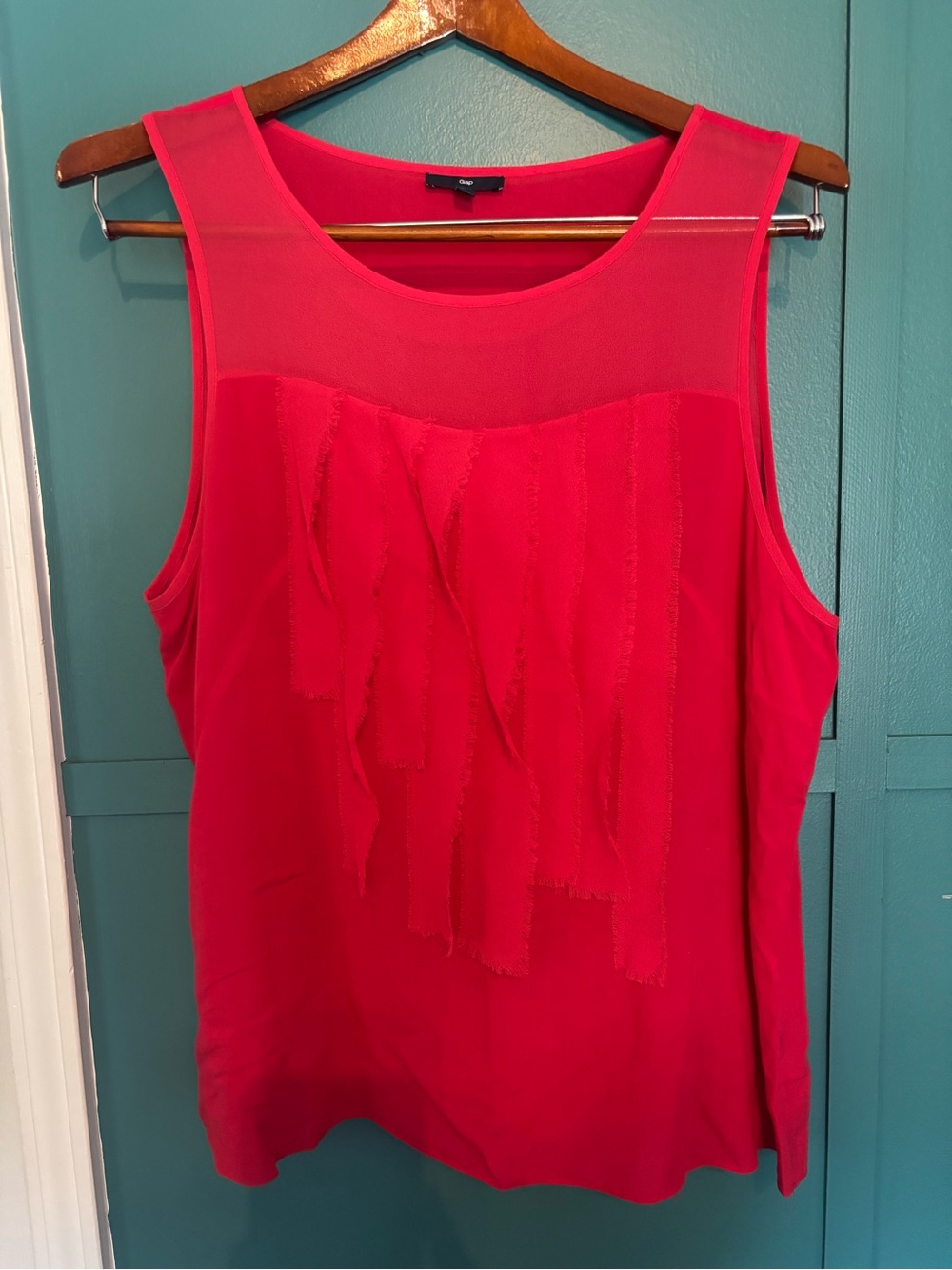 Gap Women’s Sleeveless Hot Pink Fringe Detail Sleeveless Dress Top Size XL